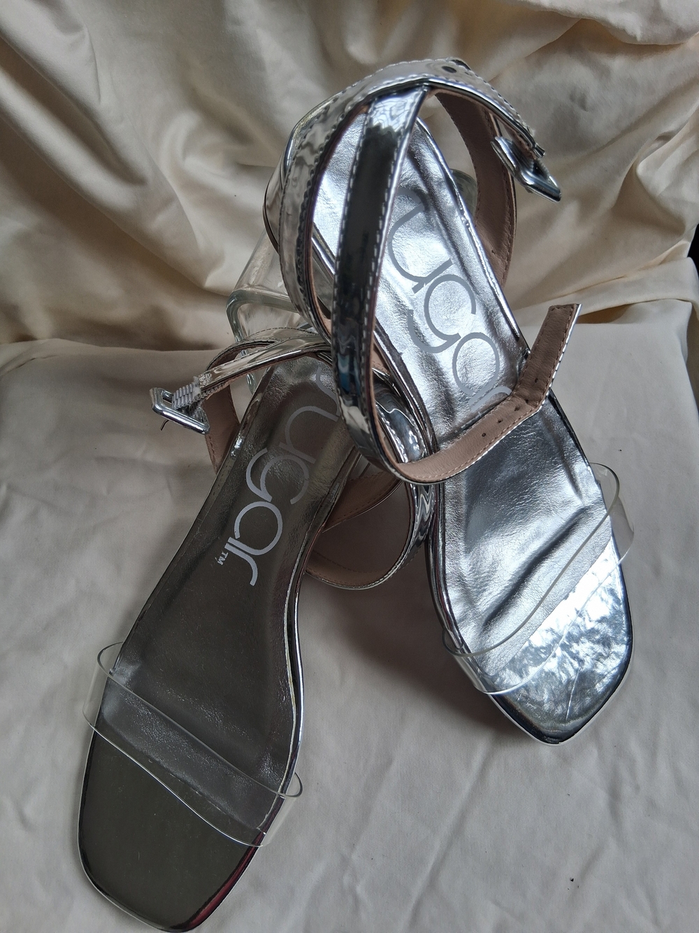 Sugar Silver Clear-Strap Women's Sandals